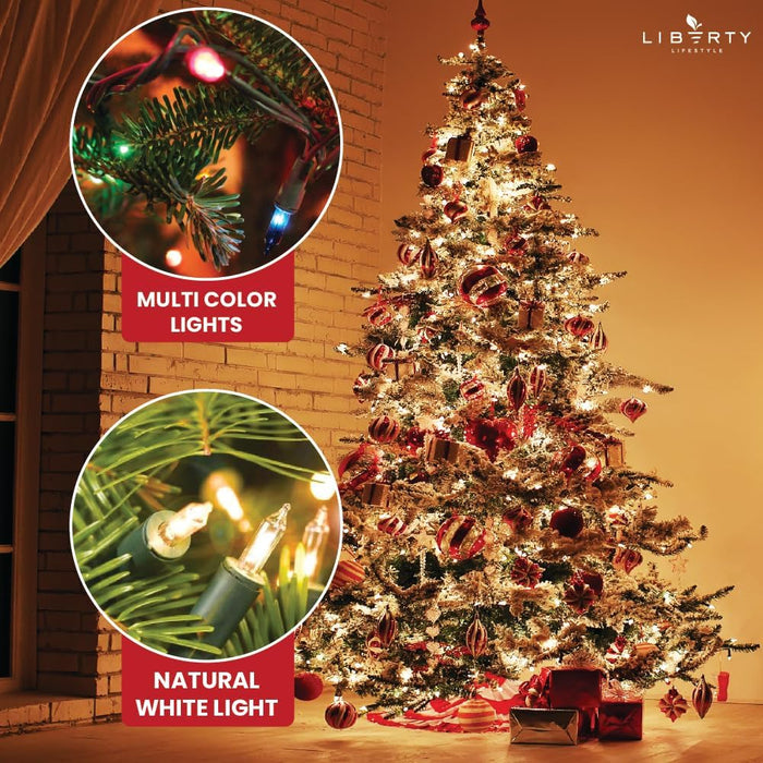 Christmas Tree 9 ft- Pre-Lit White and Multi-Color Premium LED Lights - Artificial Full Christmas Tree Includes Stand, Remote, and Free Bag