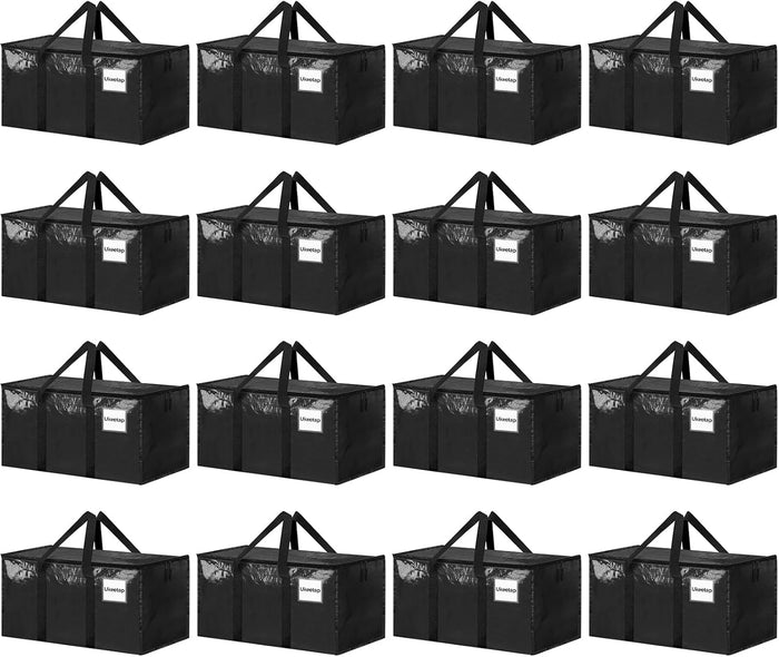 8 Pack Extra Large Heavy Duty Moving Bags, Clear Storage Bins with Lids, Reinforced Handles & Heavy-Duty Zippers Moving Boxes Storage Bags Totes for Clothes Packing, Dorms, College Supplies, Clear