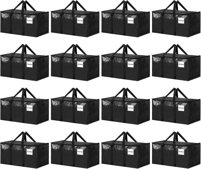 8 Pack Extra Large Heavy Duty Moving Bags, Clear Storage Bins with Lids, Reinforced Handles & Heavy-Duty Zippers Moving Boxes Storage Bags Totes for Clothes Packing, Dorms, College Supplies, Clear
