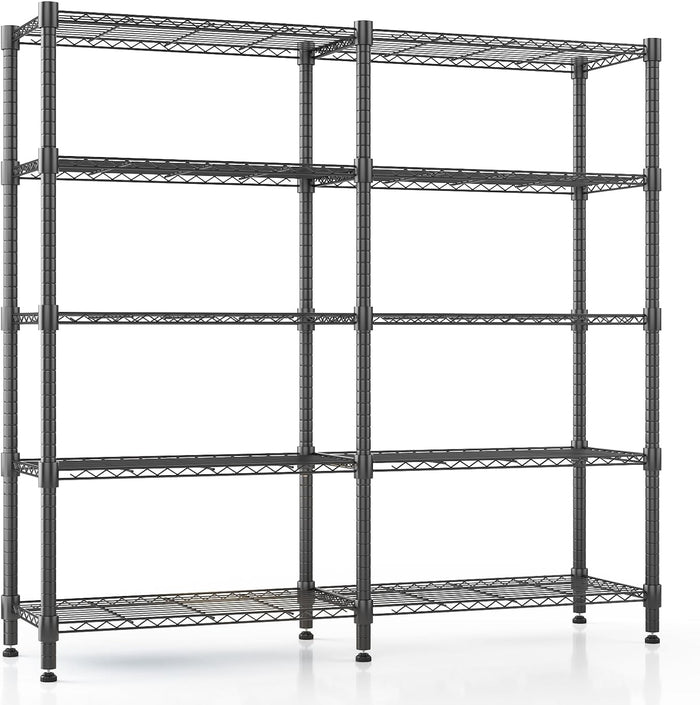 Homdox 5 Tier Storage Shelves, Heavy Duty Wire Shelving Unit, Adjustable Metal Shelves for Storage, Garage Rack Pantry Shelves Kitchen Shelving, 14"x60"x72", Silver Gray