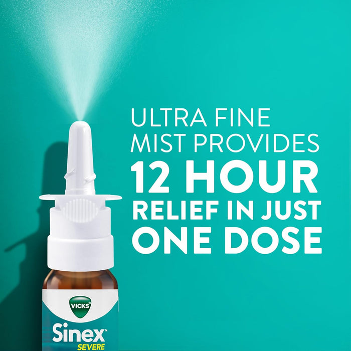 Vicks Sinex SEVERE Allergy & Sinus Nasal Spray, Original Ultra Fine Mist, Decongestant Medicine, Relief from Nasal Congestion due to Cold or Allergy, Sinus Pressure Relief, 265 Sprays x 2
