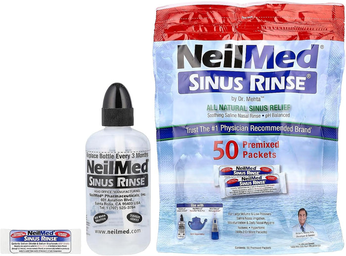 NeilMed Sinus Rinse - A Complete Sinus Nasal Rinse Kit, 50 count (Pack of 1) Count may vary