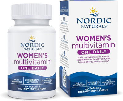 Nordic Naturals Women’s Multivitamin One Daily - Skin, Hair, Energy, & Bone Support - Immunity Supplement - 20 Essential Nutrients - 30 Tablets - 30 Servings
