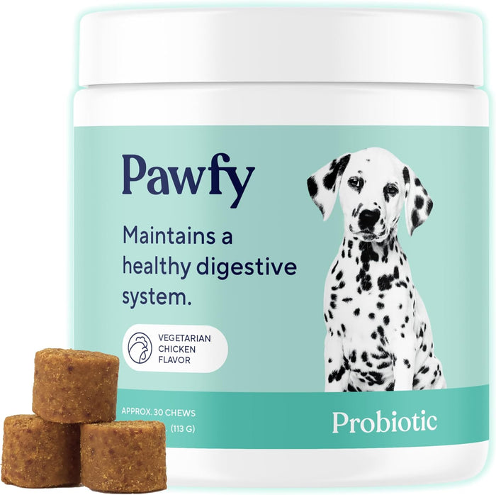 Pawfy Probiotics for Dogs | Supports Digestive Health, Diarrhea for Small, Large Dogs | Improves Gut Health | Anti Yeast Supplements | Skin Health Seasonal Allergies Support - 30 Chews (Bacon)