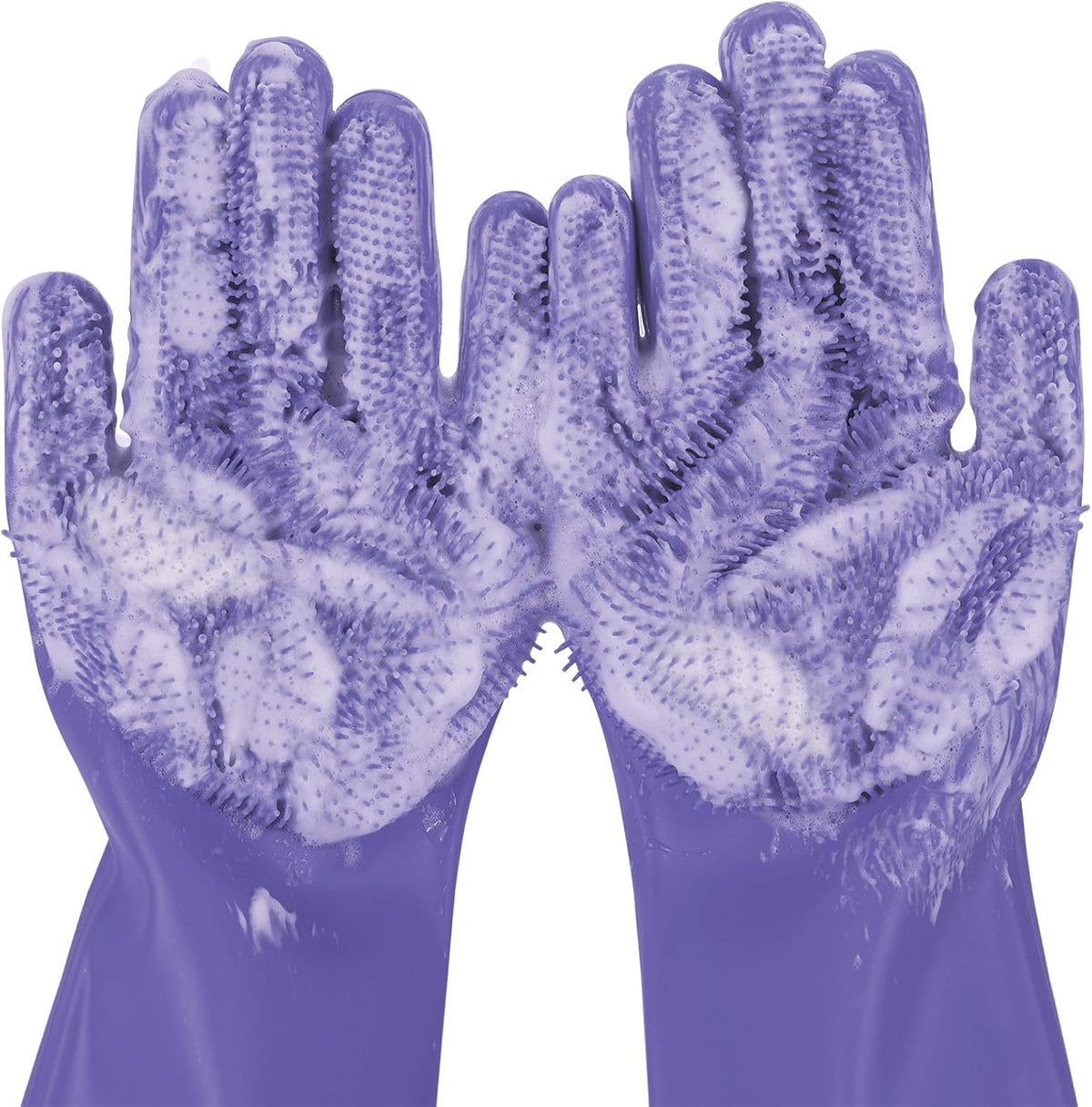 Pecute Pet Grooming Gloves - Heat Resistant Silicone Gloves with High-Density Teeth, Enhanced Five Finger Design for Bathing and Massaging Dogs and Cats, Blue