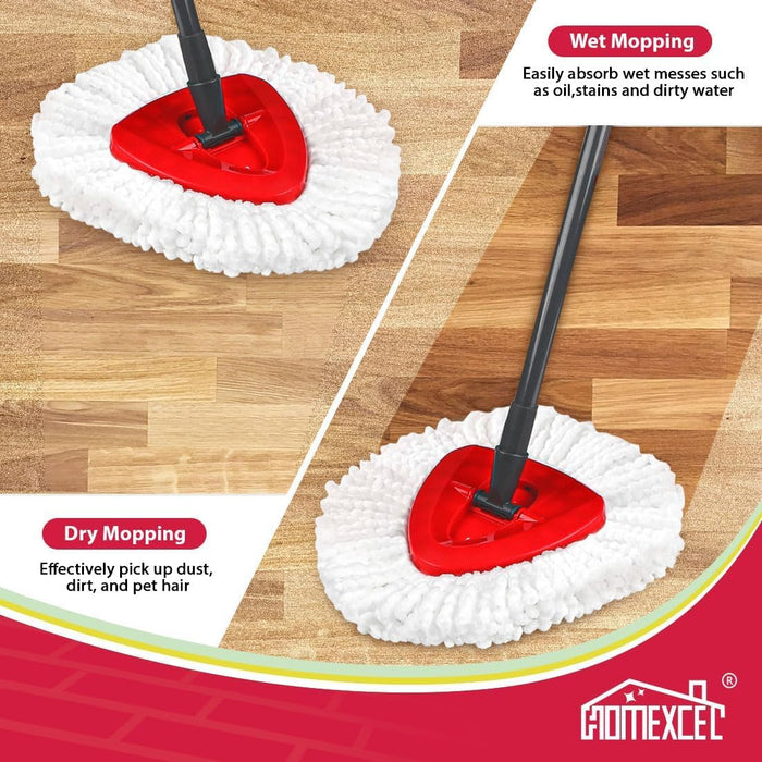 HOMEXCEL Mop Replacement Heads Compatible with O-Cedar EasyWring Spin Mops 3 Pack-Washable Microfiber Spin Head Refills-Easy Cleaning Mop Head Replacement