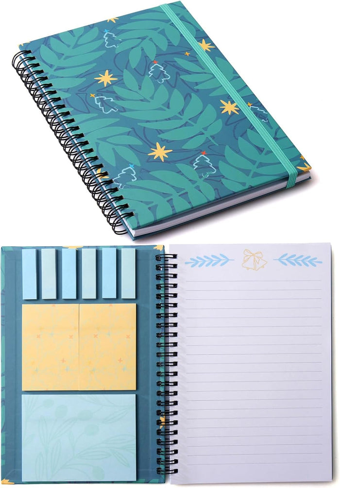 A5 Spiral Sticky Notebook,with 9 pads of decorated sticky notes and a handy notebook,for Bible study;Note Pads Teacher Appreciation Gift Writing Memo Pads School Office Supplies and Daily Life Organization (Lotus)