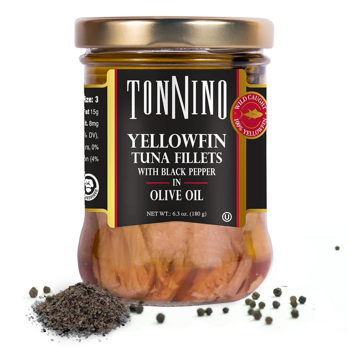 Tonnino Yellowfin Tuna Fish Premium – Spring Water – Pack of 6 – Alternative to Salmon – Protein Snacks – Ready to Eat Meals