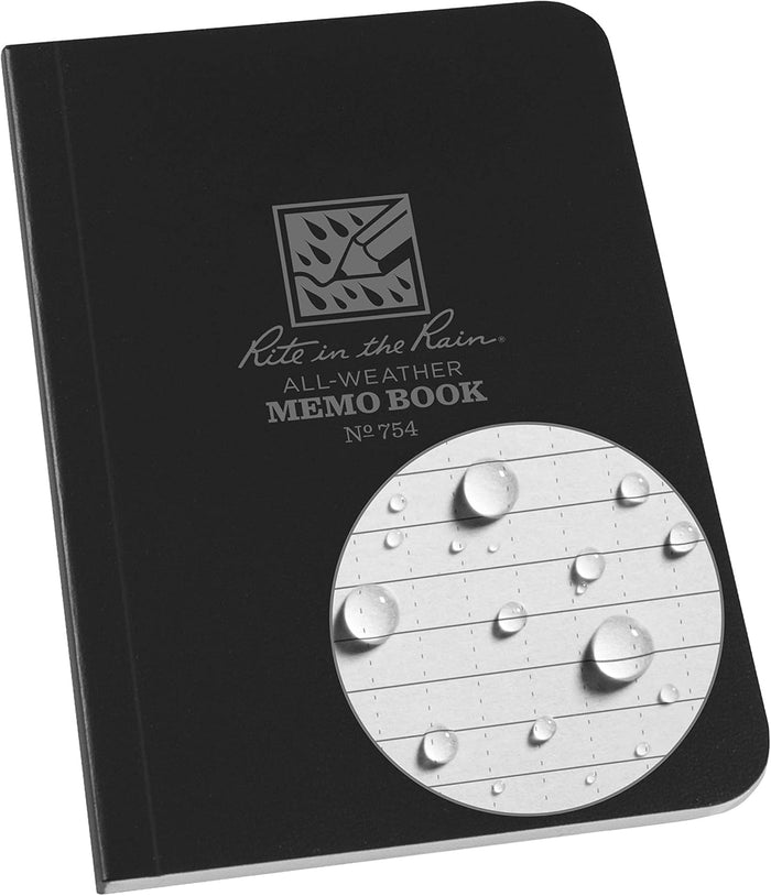Rite in the Rain Weatherproof Soft Cover Pocket Notebook, 3.5" x 5", Green Cover, Universal Pattern (No. 954)