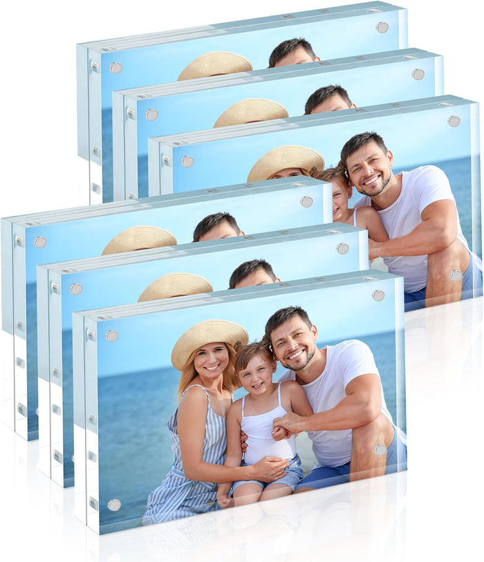 HOUSE DAY Acrylic Picture Frames 8x10, 1 Pack Magnetic 8x10 Picture Frame, Double Sided Clear 8 x 10 Photo Frame with Microfiber Cloth, Frameless FreeStanding 8x10 Frame Gift for Desktop Display