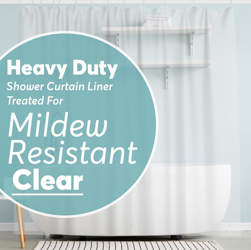 BigFoot Clear Shower Curtain Liner - 72x72 Odorless Plastic with Magnets, Washable Long Bathroom Curtain - Premium PEVA Waterproof Bath Shower Liner, Rust-Proof Bathroom Essentials