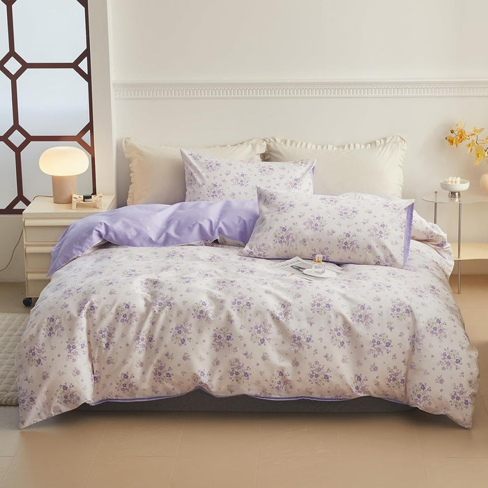Girl Duvet Cover Twin Pink White Flower Print Bedding Sets Garden Style Floral Comforter Cotton Aesthetic Cover Chic Floral Bedroom Collection 1 Duvet Cover with 2 Pillowcases