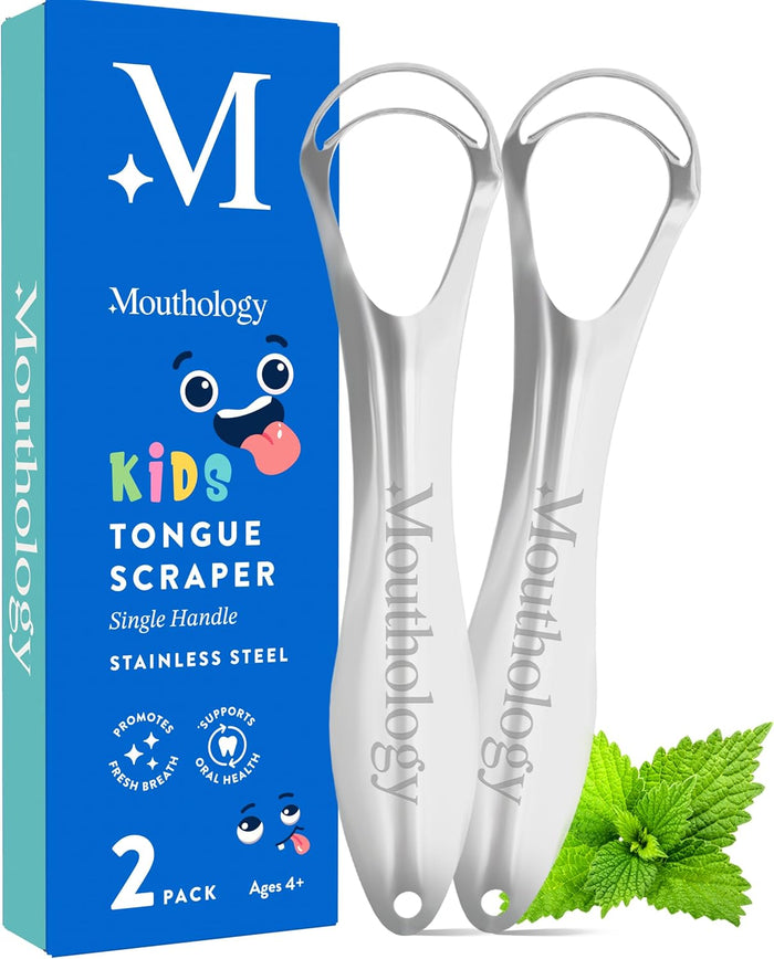 Mouthology Tongue Scraper for Adults (2 Pack), Reduce Bad Breath, Metal Tongue Scraper, Tongue Cleaner, Tongue Scraper, Stainless Steel Tongue Scraper, Tongue Cleaner for Adults, Tongue Scrubber