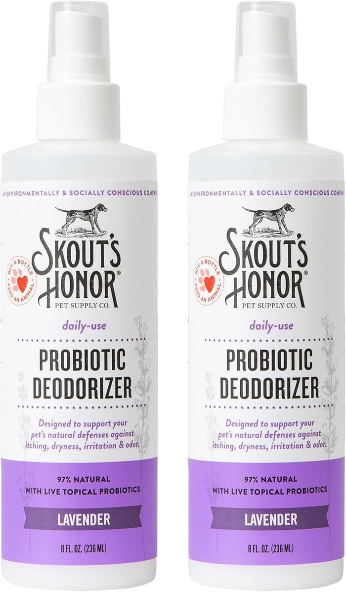 SKOUT'S HONOR Probiotic Pet Deodorizer Spray- Hydrating Daily-Use with Avocado Oil & Omega-3s, Microbiome Friendly Certiified, Paraben & Sulfate-Free, 97% Natural, 8oz, Sunkissed Coconut