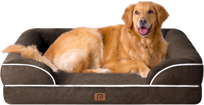 EHEYCIGA Orthopedic Dog Beds Large Sized Dog, Waterproof Memory Foam Pet Bed with Sides, Non-Slip Bottom Large Pet Bed with Washable Removable Cover, Grey