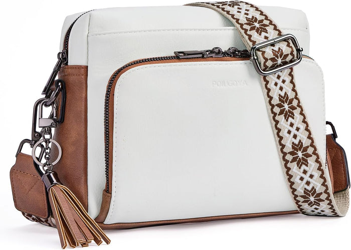 POIUGOYA Crossbody Purses for Women Trendy,Vegan Leather Medium Crossbody Bag,Women's Crossbody Travel Purse Built in Wallet