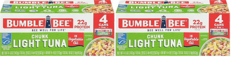Bumble Bee Chunk Light Tuna In Water, 5 oz Cans (Pack of 24) - Wild Caught Skipjack Tuna - 23g Protein Per Serving - MSC Certified Sustainable Seafood, Non-GMO, Gluten Free, Kosher