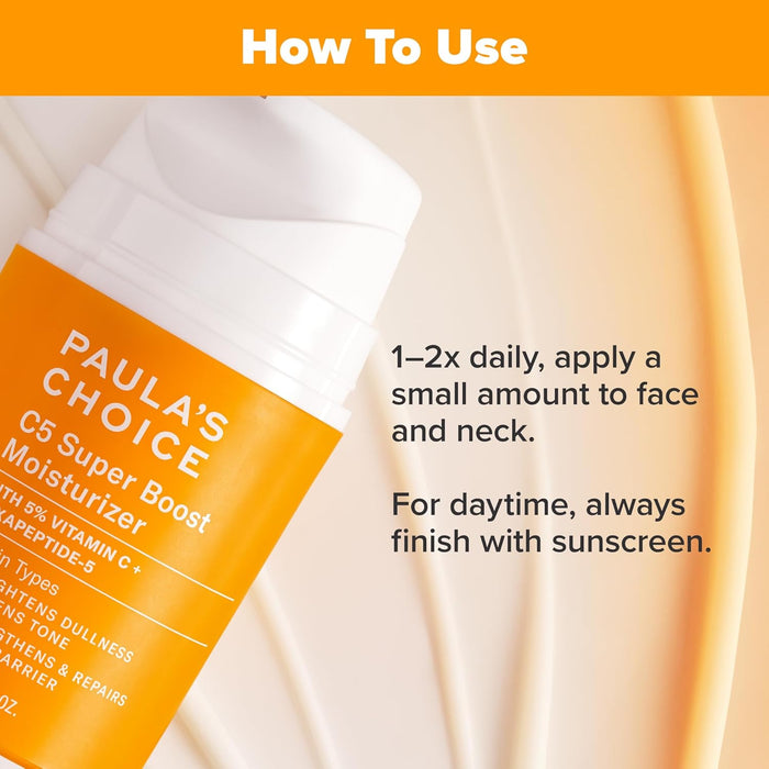 Paula's Choice C5 Super Boost Face Moisturizer with 5% Vitamin C & Squalane, Daily Face Lotion for Discoloration, Uneven Tone, Fine Lines & Breakout-Prone Skin, Fragrance-Free