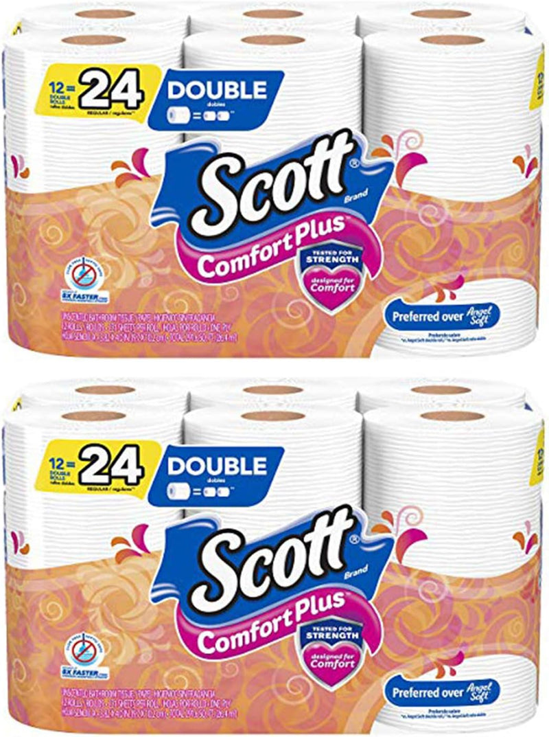 Scott ComfortPlus Toilet Paper, 12 Double Rolls, 231 Sheets per Roll, Septic-Safe, 1-Ply Toilet Tissue