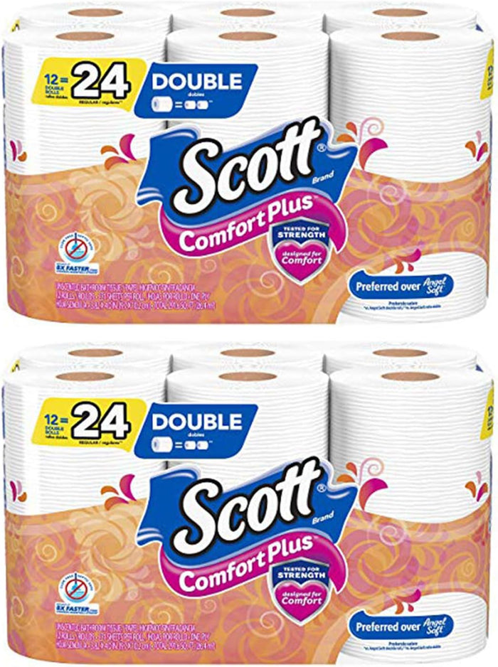Scott ComfortPlus Toilet Paper, 12 Double Rolls, 231 Sheets per Roll, Septic-Safe, 1-Ply Toilet Tissue