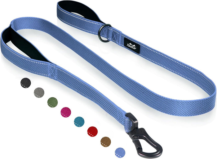 TwoEar 4FT 1IN Strong Rose Dog Leash with 2 Padded Handles, Traffic Handle Extra Control, Comfortable Soft Dual Handle, Auto Lock Hook, Reflective Walking Lead for Small Medium and Large Dogs