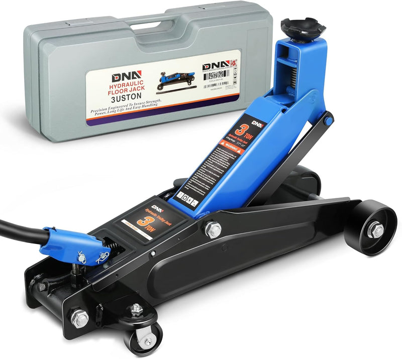 DNA Motoring TOOLS-00234 Low Profile Hydraulic Trolley Service/Floor Jack, 2 Ton (4000 lbs) Capacity, Lifting Range 5.1"-13", Black
