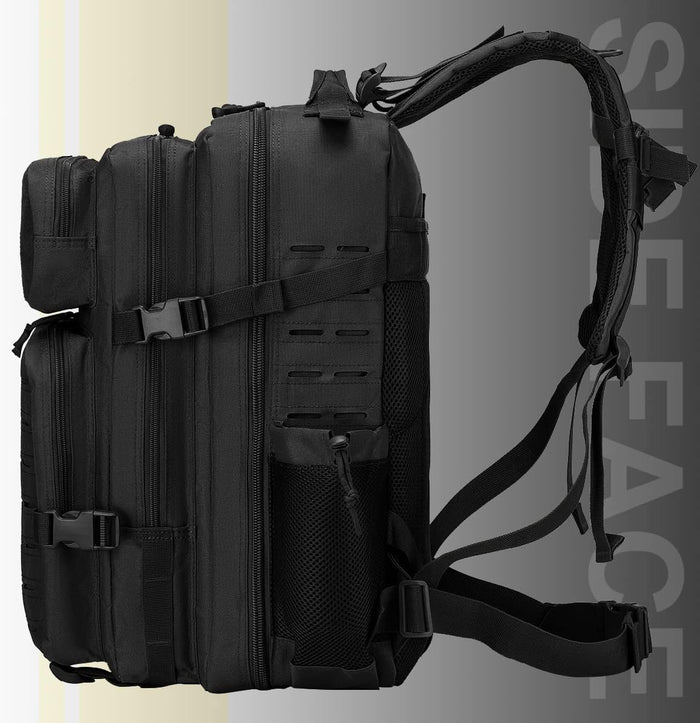 50L Military Tactical Backpack for Men,Water Resistant Day Backpack Molle Army 3 Days Assault Pack Bug Out Bag,Heavy Duty Hiking Treeking Gym Rucksack Black