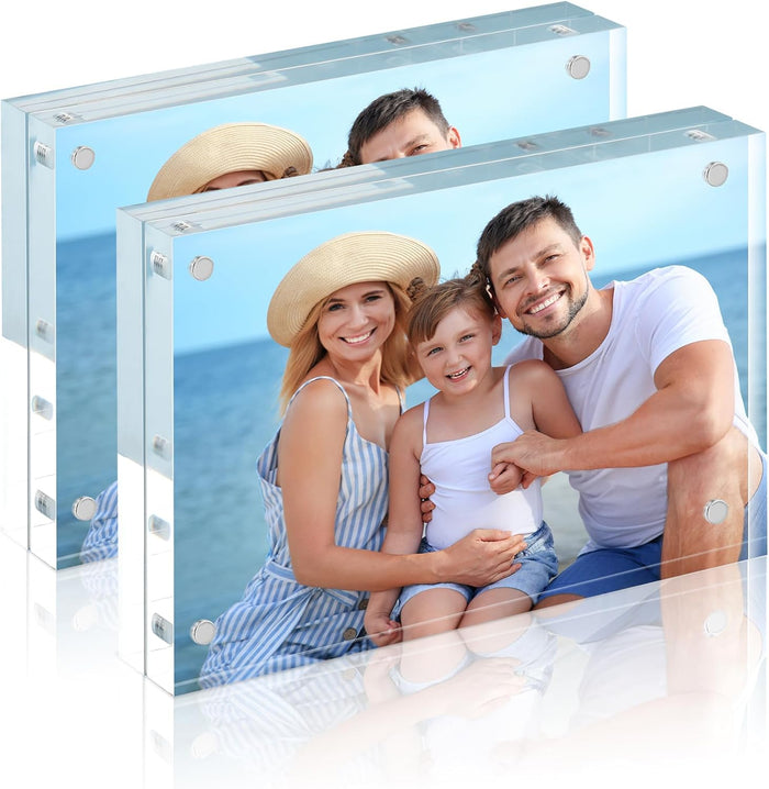 HOUSE DAY Acrylic Picture Frames 8x10, 1 Pack Magnetic 8x10 Picture Frame, Double Sided Clear 8 x 10 Photo Frame with Microfiber Cloth, Frameless FreeStanding 8x10 Frame Gift for Desktop Display
