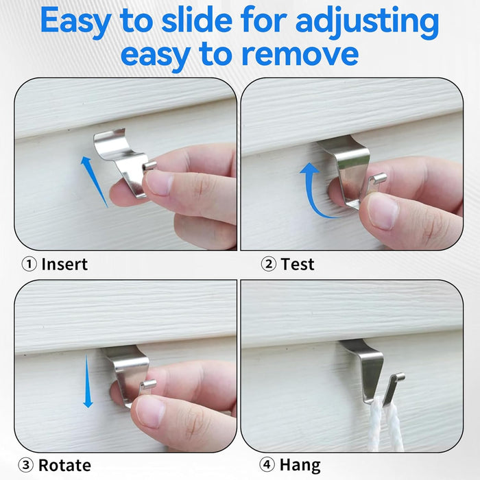 20 Pack Vinyl Siding Hooks, No Hole Siding Hanging Hangers, Heavy-Duty Stainless Steel Vinyl Siding Hanger, Reusable Siding Clips for Hanging Holiday Decorations, Plaques, String Light