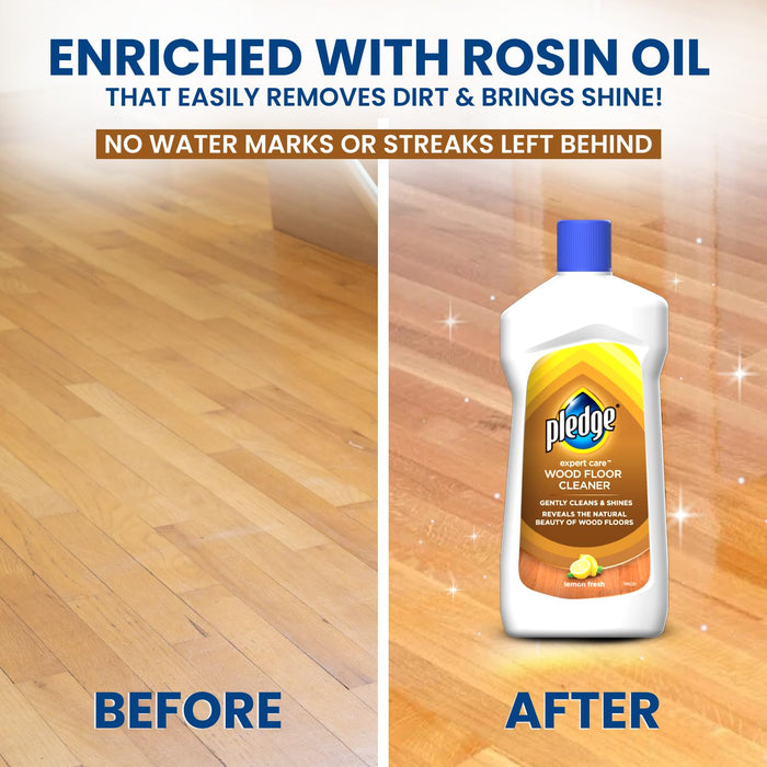 Pledge Expert Care Wood Floor Cleaner| Gently cleans and shines (475ml, Lemon Fresh)