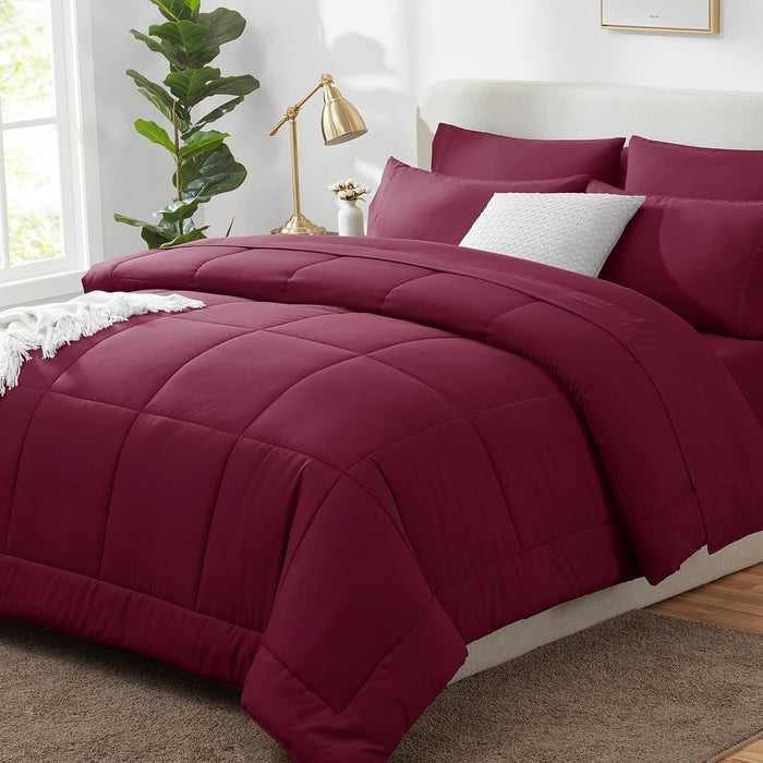 CozyLux Full Size Comforter Sets Grey, 7 Pieces Bed in a Bag, Gray Comforter Full Size, All Season Bedding Sets with Stitch Quilted Comforter, Flat Sheet, Fitted Sheet, Pillowcases