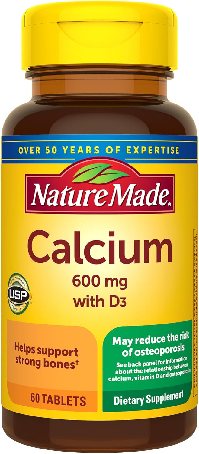 Nature Made Calcium 600 mg with Vitamin D3, Dietary Supplement for Bone Support, 220 Tablets (pack of 1)