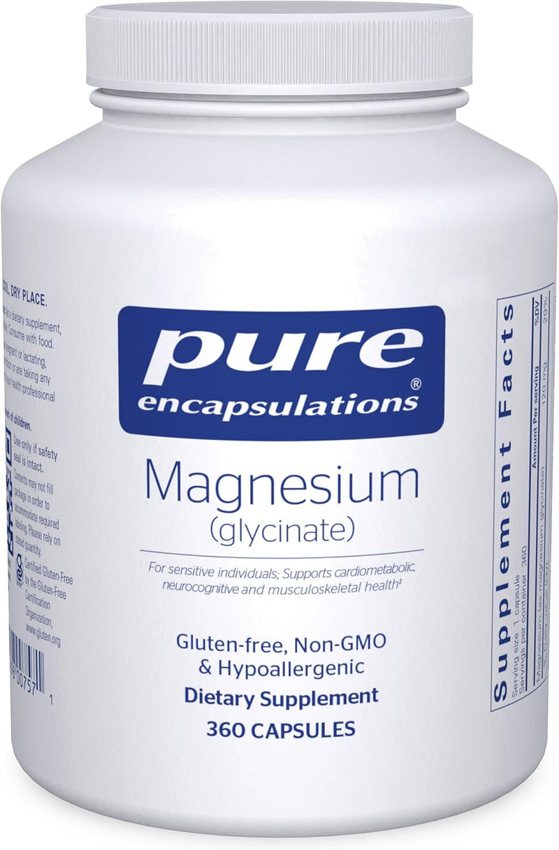 Pure Encapsulations Magnesium (Glycinate) - Supplement to Support Stress Relief, Sleep, Heart Health, Nerves, Muscles, and Metabolism* - with Magnesium Glycinate - 90 Capsules