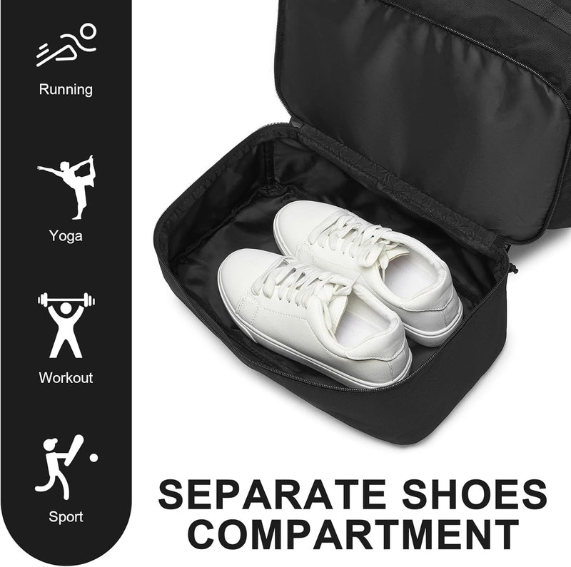 seyfocnia Gym Backpack for Men,Military Tactical Backpack Travel Bag with Shoe Compartment Lightweight Sports Gym Bag Casual Daypack-Black
