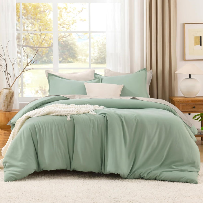 Litanika Comforter Full Size Set Sage Green, 3 Pieces Lightweight Bed Set, Solid Bedding Comforters Sets, Soft All Season Down Alternative Quilt Blanket