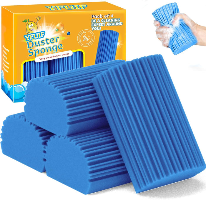 2-Pack Damp Clean Duster Sponge, Magic Sponge Eraser Baseboard Cleaner Tool, Dusters for Cleaning Blinds, Glass, Vents, Railings, Mirrors,Window Track Grooves and Faucets
