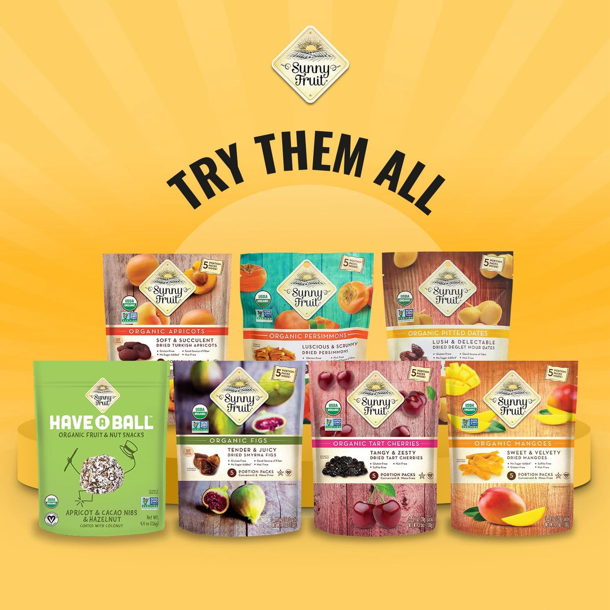 Sunny Fruit Soft Organic Turkish Dried Figs - 6 Bags (30 Individual Portion Packs) | No Preservatives, No Sugar Added | Healthy, Convenient Snack Packs | ORGANIC, NON-GMO, VEGAN, HALAL, KOSHER