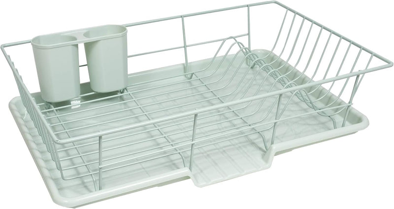 Sweet Home Collection Metal, Plasic ,Dish Drainer Drain Board and Utensil Holder Simple Easy to Use, 12" x 19" x 5", Black