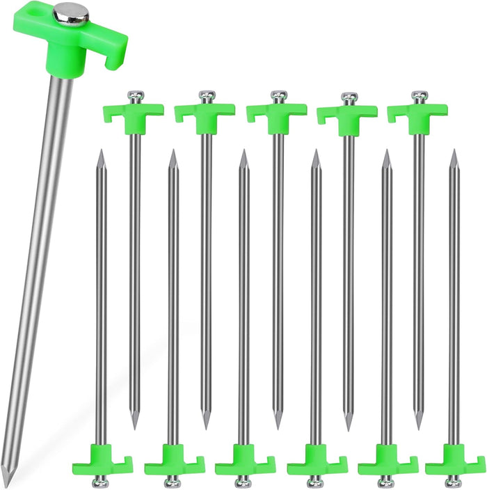 PR1ME Tent Stakes 12 Pack, Galvanized Non-Rust Family Pop Up Household Tent Pegs, Heavy Duty Yard Stakes, for backyards, Canopy, and Outdoor Decorations