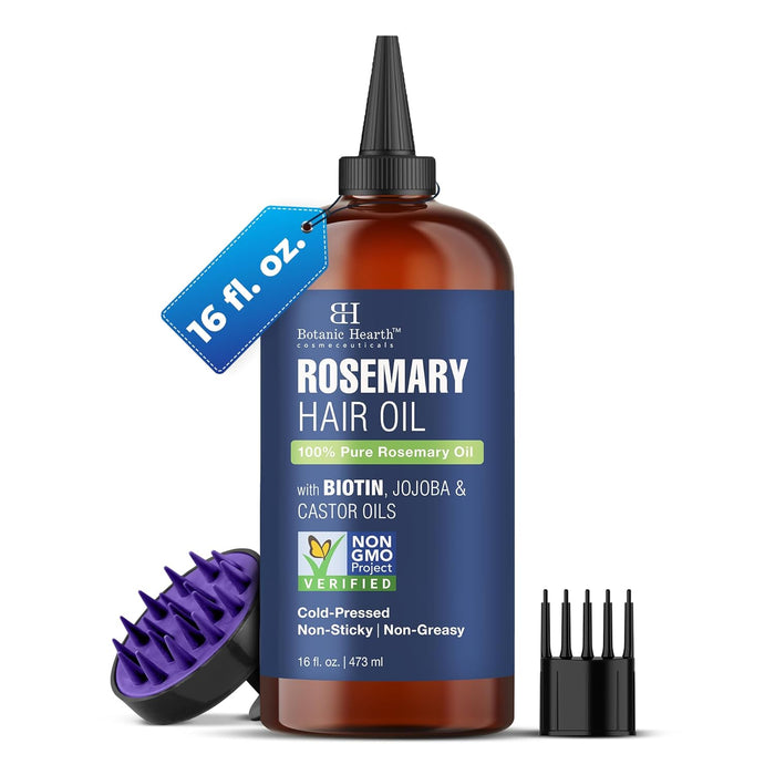 Botanic Hearth 100% Pure Rosemary Oil for Hair Growth (6.7 fl oz)| Infused with Biotin, Jojoba & Castor Oil | Hair Oil Repairs Dry Damaged Hair, Strengthening, Healthier Hair- Hair Tonic