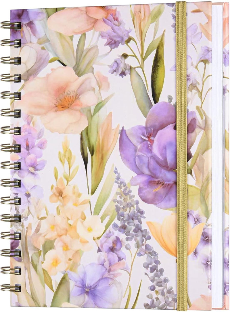 OMEYA Spiral Notebook, 4 Pack A5 Lined Journal for Women, Hardcover Spiral Journal with 2 Pockets, College Ruled Notebooks, Cute Notebook for Office, School Supplies, Gifts (160 Pages, 6.3" x 8.46")