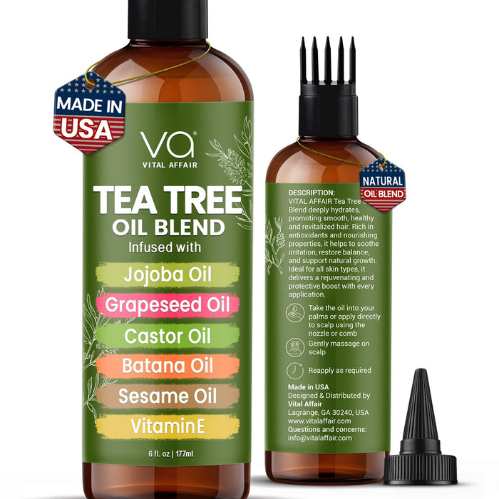VITAL AFFAIR Blend Of Pure Rosemary Oil For Hair Growth With Castor, Batana, Jojoba Oil-Infused With Biotin & Vitamin E-Blend of Effective Hair Oils for Hair Growth-Strengthening Treatment 6 Fl Oz