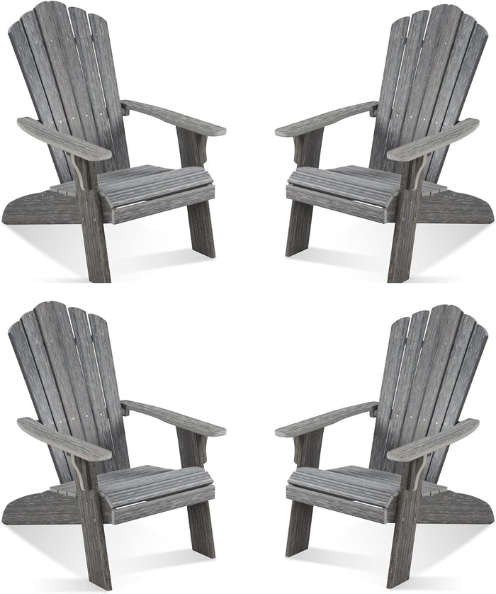 Adirondack Chair Set of 2, Outdoor Oversized Patio Chair Poly Lumber Weather Resistant & Durable Fire Pits Chair for Poolside,Lawn and Garden,350lbs Weight Capacity (Grey)