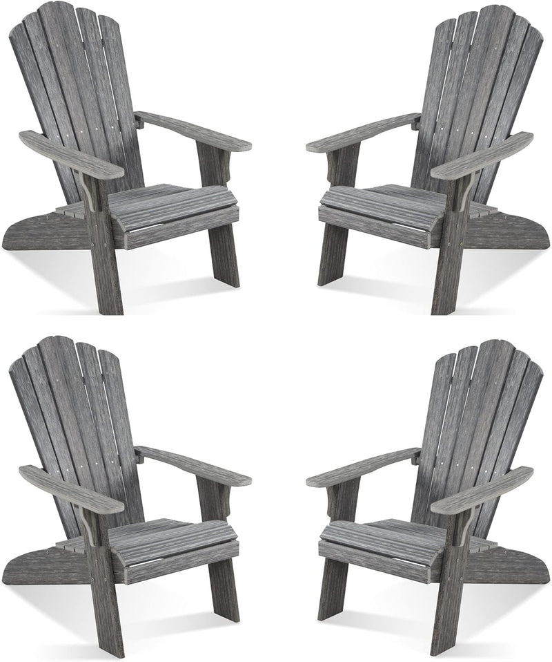 Adirondack Chair Set of 2, Outdoor Oversized Patio Chair Poly Lumber Weather Resistant & Durable Fire Pits Chair for Poolside,Lawn and Garden,350lbs Weight Capacity (Grey)