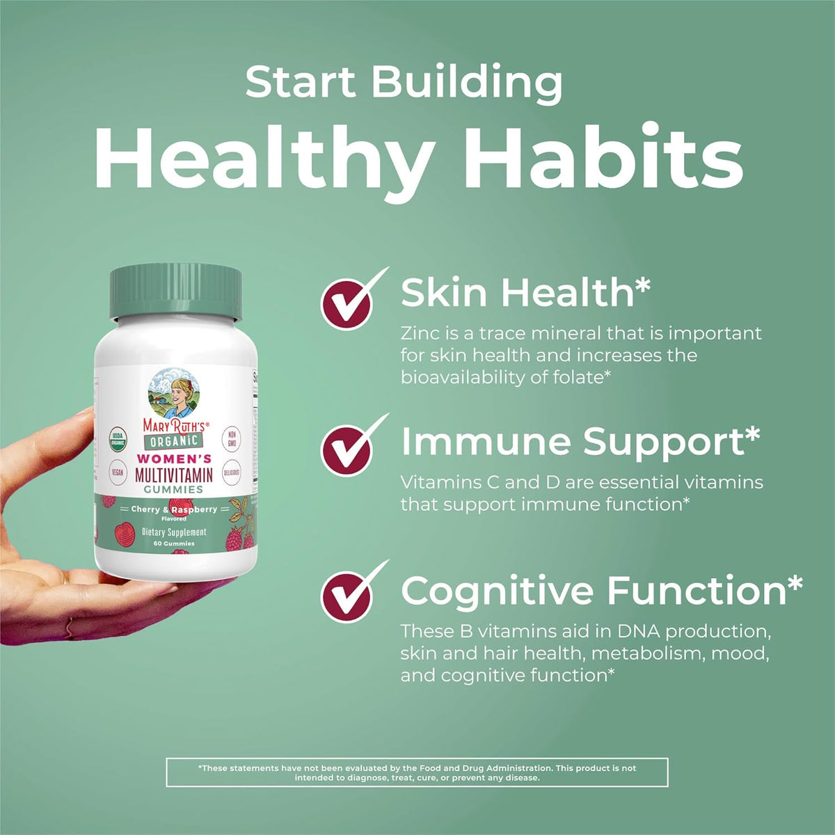 MaryRuth Organics Multivitamin for Women 14 | Women's Multivitamin Gummies for Immune Support| Skin Health | Sugar Free | Vegan | Non-GMO | 60 Count