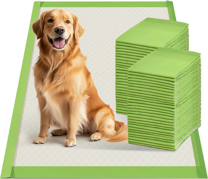 Gardner Pet Dog Pee Pads Extra Large 28"x34", XL Thicker ECO Green Disposable XLarge Puppy Training Pads Super Absorbent Full Edge-Wrapping Pad for Dogs, Puppies, Doggie, Cats, Rabbits-(30 Count)