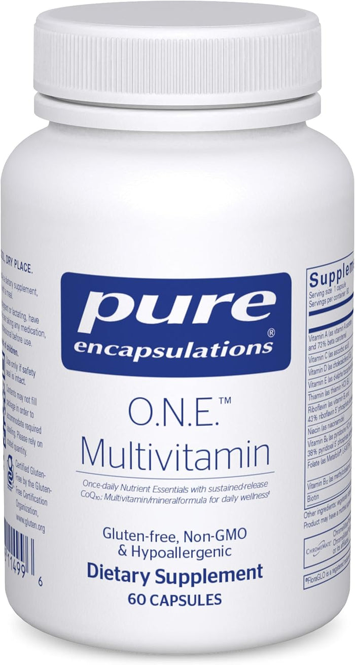 Pure Encapsulations O.N.E. Multivitamin - Once Daily Multivitamin with Antioxidant Complex Metafolin, CoQ10, and Lutein to Support Vision, Cognitive Function, and Cellular Health* - 120 Capsules