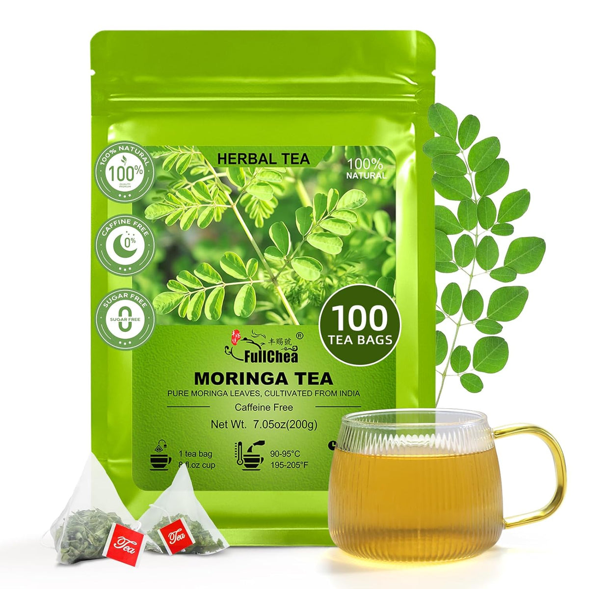 FullChea - Ginkgo Biloba Tea Bags, 36 Teabags - Premium Dried Ginkgo Biloba Leaves - Non-GMO - Caffeine-free - Support Memory & Focus