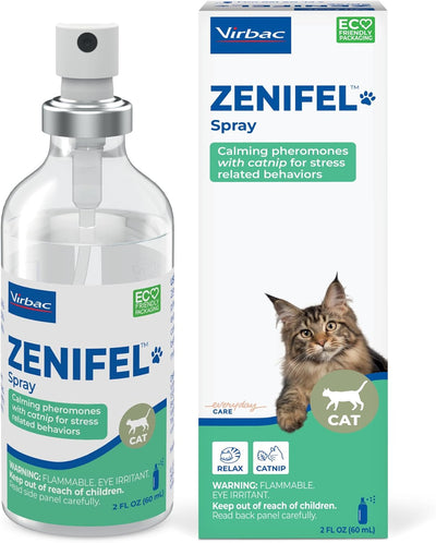 Virbac Zenifel Cat Spray for Managing Stress-Related Behaviors in Kittens & Cats - Quick-Acting - Ideal for Unexpected Stressful Situations - 1 Bottle