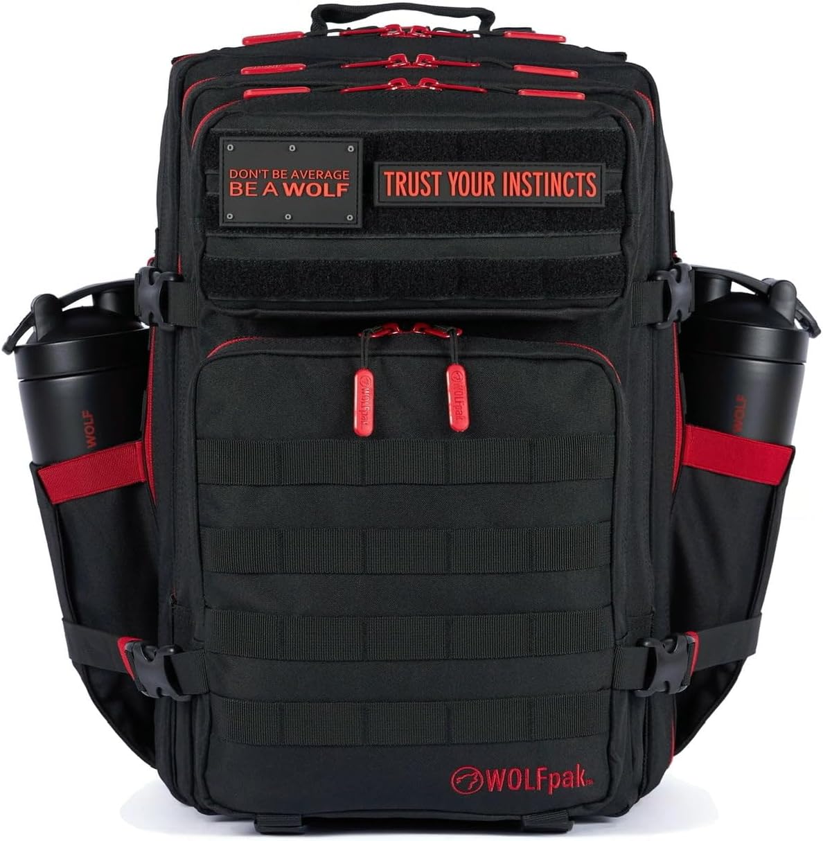 WOLFpak 45L Athletic Gym Backpack - Durable 1000D Waterproof Oxford Material with MOLLE Webbing, Laptop Pocket & Dual Cup Holders, Durable Fitness/Travel/Military Daypack (Neon Pink)